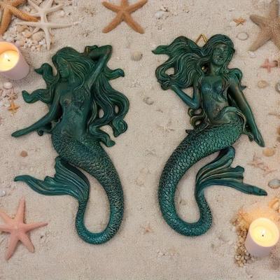 New Mermaid Statue Ornament Resin Handicraft Ocean Wind Wall Decoration Ornament Interior Art