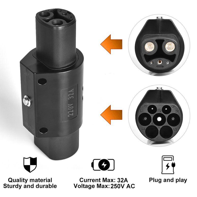 

Адаптер зарядного устройства EV Type 2 62193-2 для Tesla Model XY 3 S для разъема зарядки электромобиля EVSE Conversion Teslas Socket чёрный