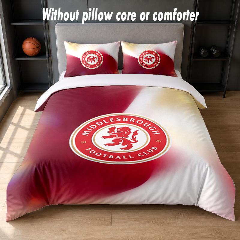 Set Biancheria da Letto Design Middlesbrough FC 1 Copripiumino + 2 Federe Morbido Traspirante Biancheria da Letto per la Casa