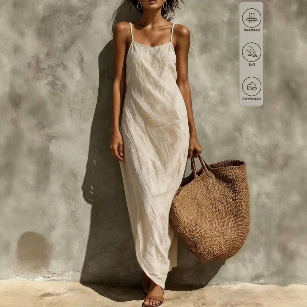 TK's new European and American style suspender sleeveless sexy holiday style solid color long dress