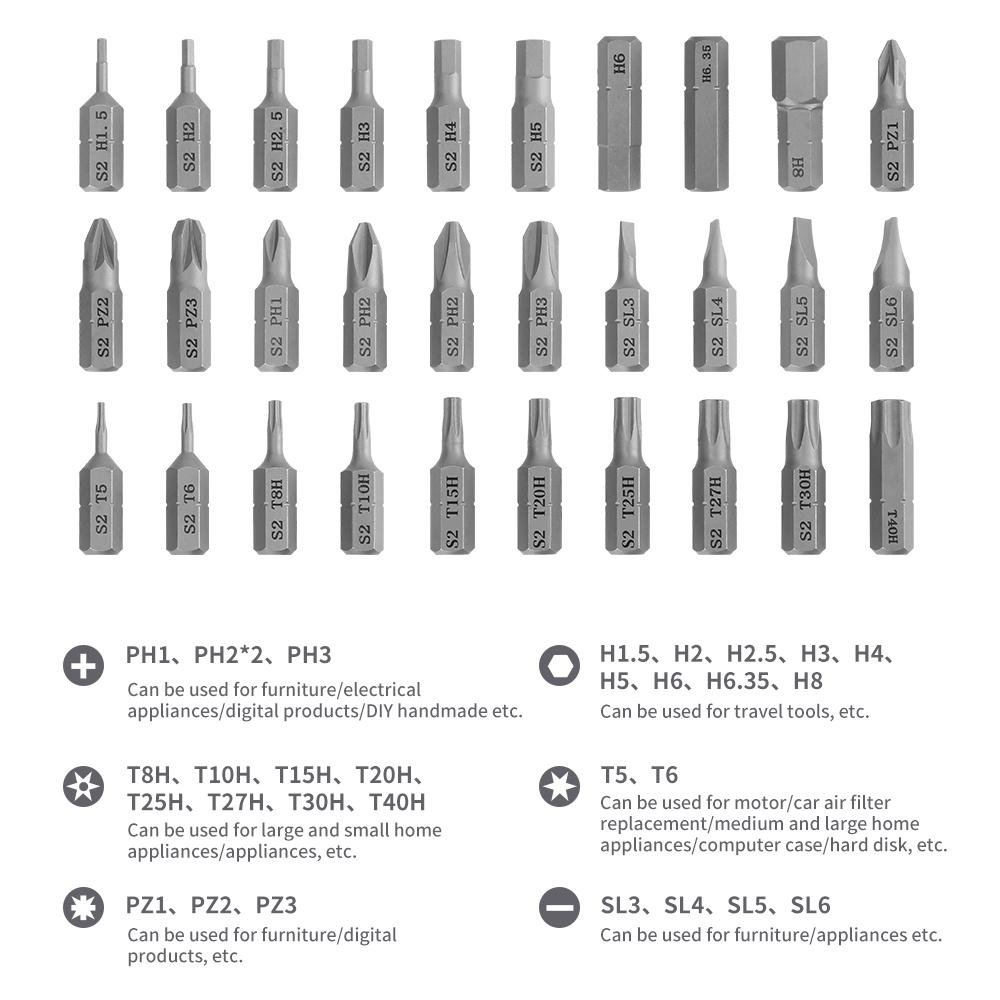 Electric Screwdriver 1300mah Rechargeable Li-ion Battery Screwdriver Set 30pcs S2 Bit 3pcs Hss Drill Electric Drill Set