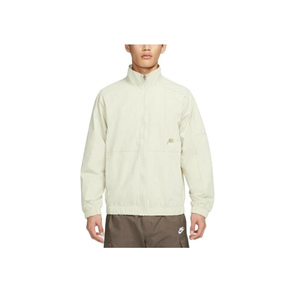 Nike Solid Color Stand Collar Zip Up Long Sleeve Loose Jacket Men Outerwear White DM5621-206