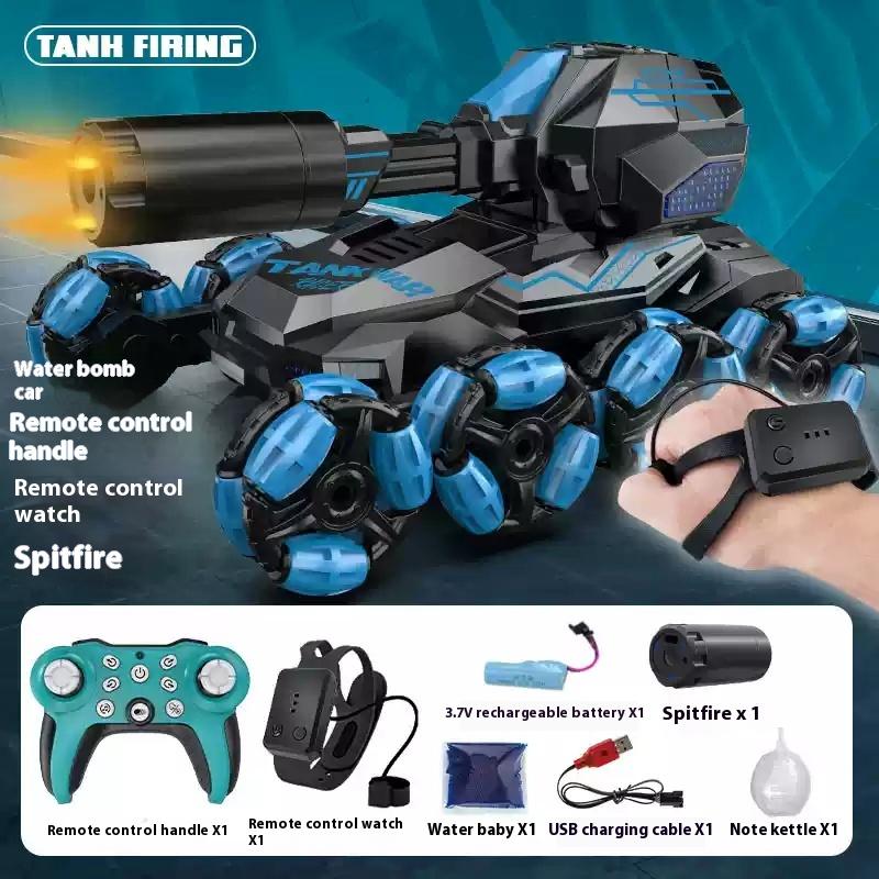 Remote controlled tank vehicle gesture sensing drift can fire water bombs, six wheel four-wheel drive off-road climbing toy