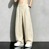 Men Chinese Style Casual Pants Men Loose Lantern Harem Pants Elastic Waist Lightweight Trousers Breathable Vintage Pants