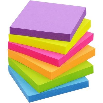 Haftnotizen, 7,6 x 7,6 cm, leuchtende Farben, selbstklebende Blöcke, 6 Blöcke/Packung, 100 Blatt/Block, insgesamt 600 Blatt