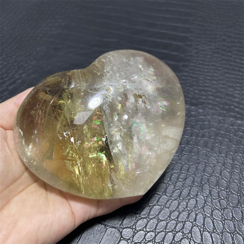 917g Rainbow Clear Citrine Quartz Heart Crystal Natural Stone Quartz Stone Minerals Home Decoration Reiki