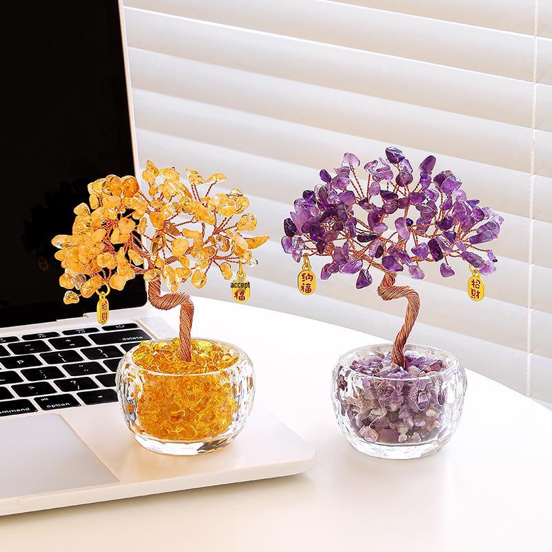 Citrine Money Cat Ornament for Home or Office - Perfect Housewarming or Birthday Gift