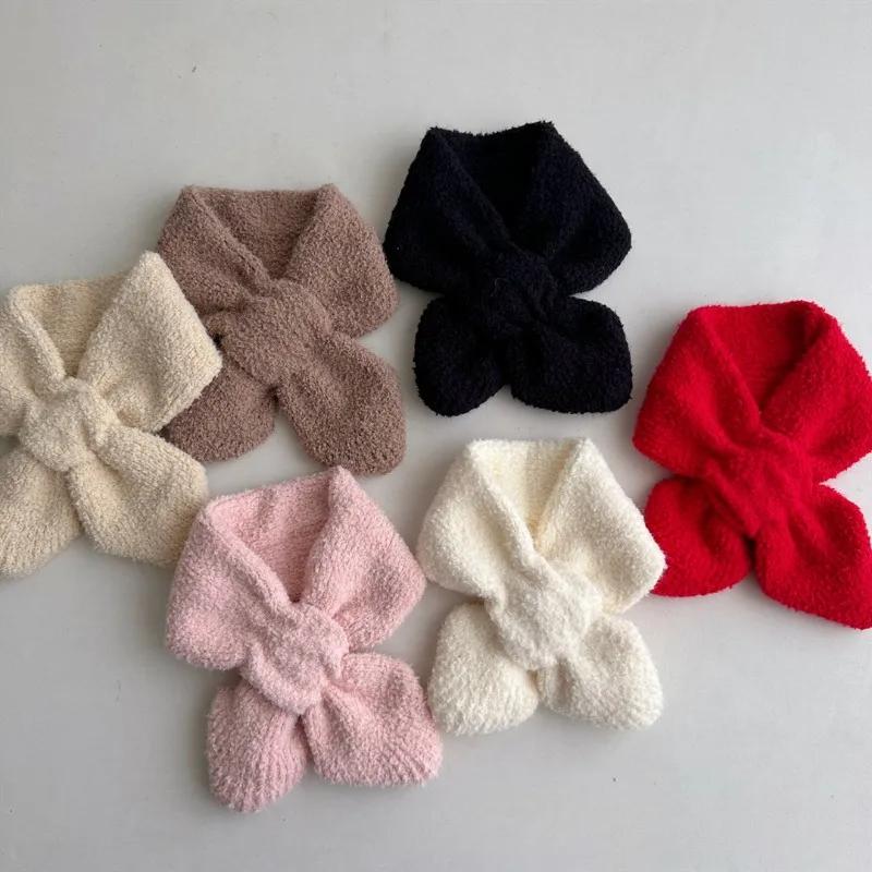 Βρεφική Κασκόλ Χειμωνιάτικη Πλεκτή Βελούδινη Μαλακή Βαμβακερή Μονόχρωμη Ευέλικτη Βρεφική Αντιανεμική Εξωτερικού Χώρου Σταυρωτή Κασκόλ Θερμότερη Κάλυψη Λαιμού