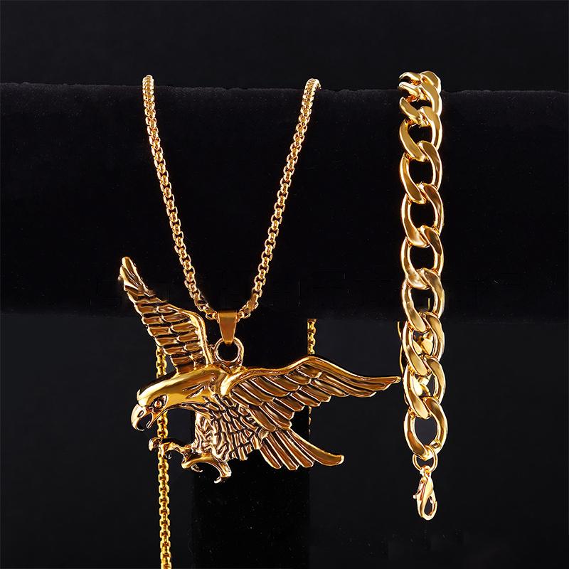 Vintage Eagle Pendant Necklace For Men And Women Hip Hop Punk Casual Jewelry