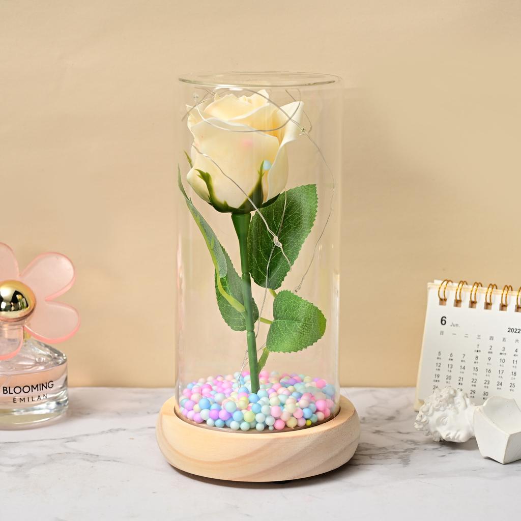 Soap flower simulation rose, soap flower with lamp, rose night light, bedroom night light bedside table ornament