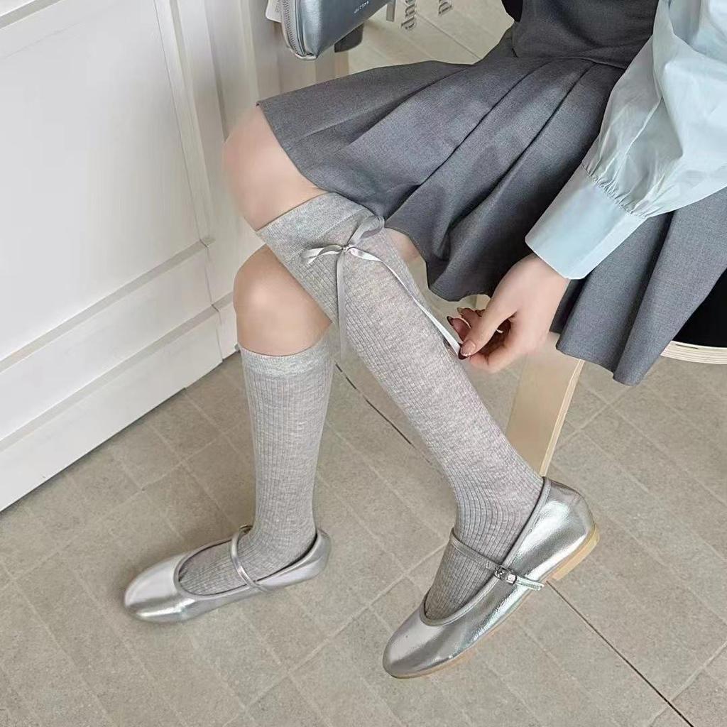 Women's Ribbon Bowknot Ballet-Style Over-the-Knee Lolita Socks
