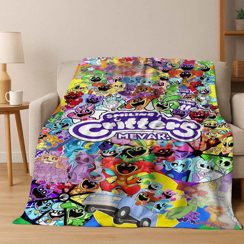 Cartoon S-Smiling C-Critters Craftycorn Catnap Art Flannel Blanket,Cozy Soft Throw Blanket for Home Bedroom Bed Sofa Cover Gift