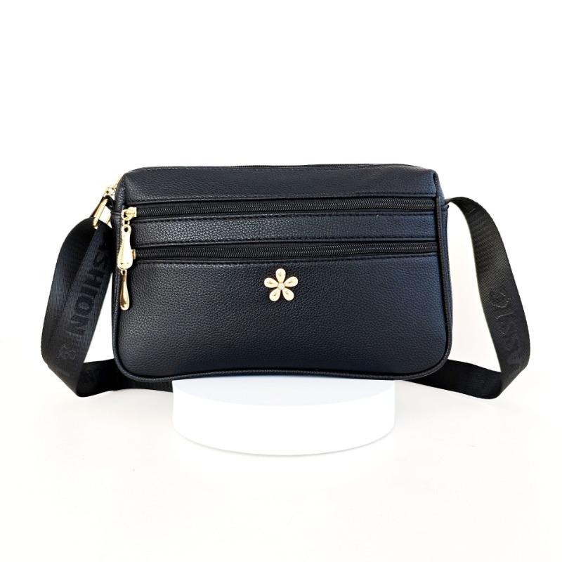 Big Bag Summer New Solid Color Soft Leather Medium and Old Mother Bag Large Capacity Oblique Span Shoulder Women's Bag