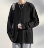 Poperdision Long Sleeve Loose Fit Solid Round Men's T-Shirt, Autumn/Winter Collection, Color, Simple, Stylish, Popular, Casual, Collar, Soft,