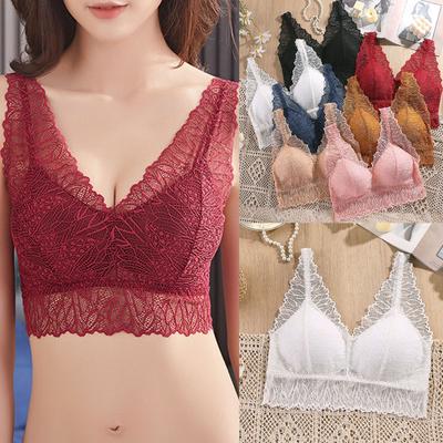 Brassière Dentelle pour Femme Rembourrage Épais Bustier Bandeau de Poitrine Anti-Glissement Dos Nu Découpe Fine Débardeur