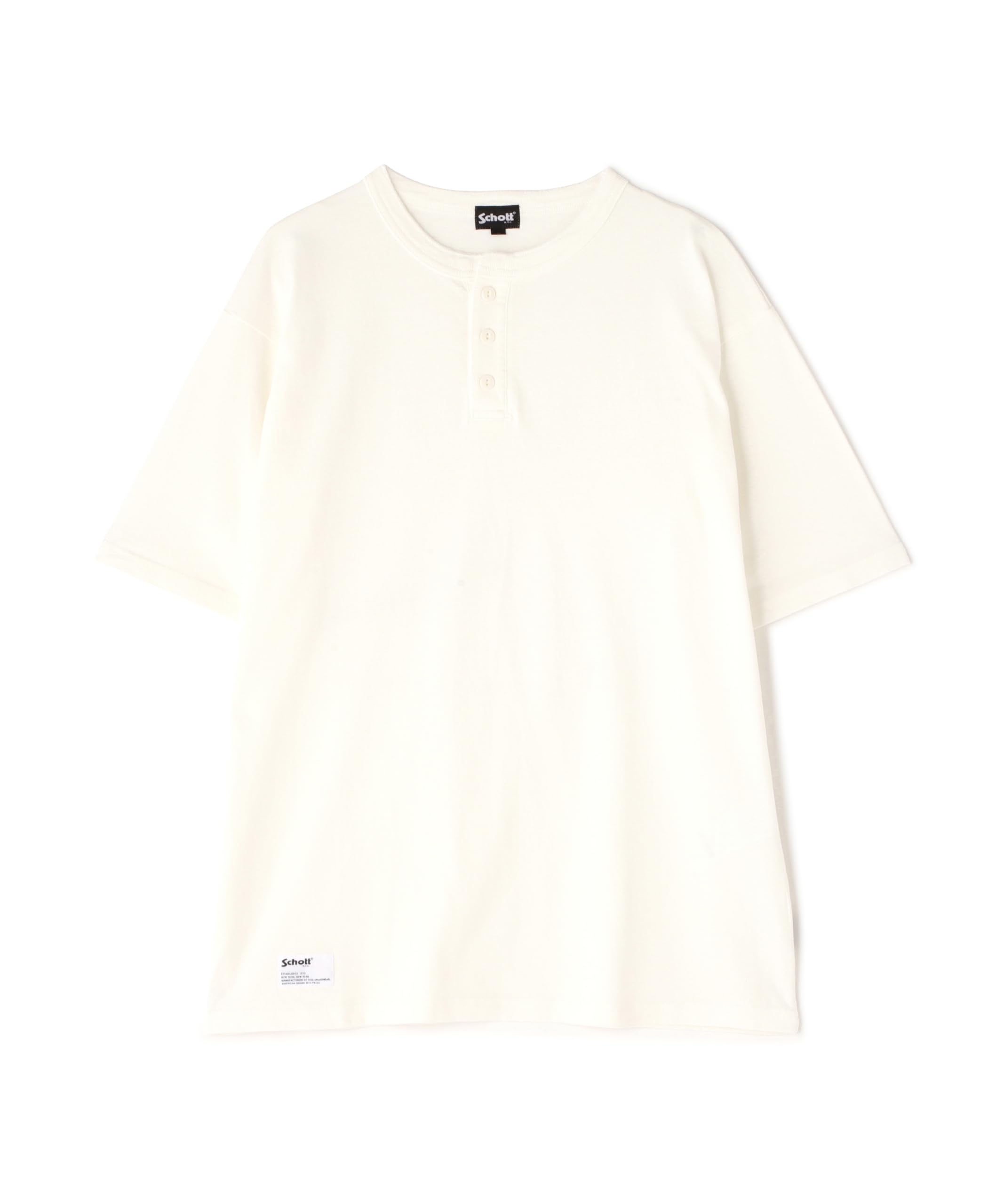 

Schott PIGMENT OD SS HENLEY NECK T-SHIRT, Pigment Overdyed Henley Neck T-Shirt, Men s, Size L, 033, Off-White, 782-5934008