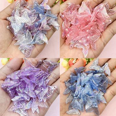 Fashion Girls .Women 100Pcs Fish Tail DIY Jewelty Transparent Color Gifts Necklace Beads Acrylic Brcelet  Beads