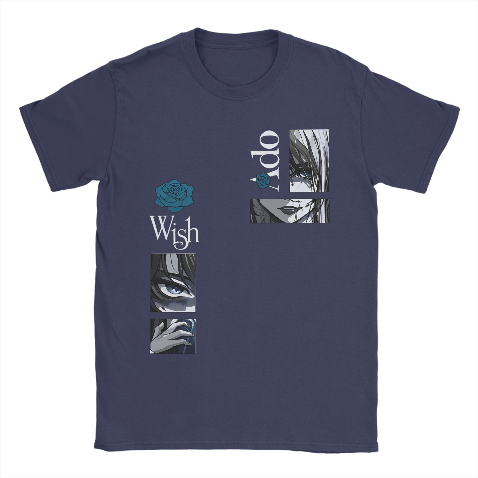 Потрясающие футболки с изображением японской певицы Ado Wish Tour для мужчин, с круглым вырезом, из хлопка, с коротким рукавом, летние топы XXXL темно-синий
