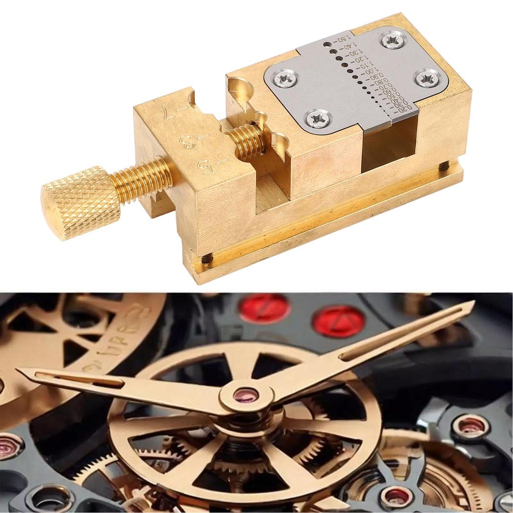 Acogedor Watch Repair Vise Clamp Brass Pointer Tube Clamp, Strong Material, Compact Size, for Watch Hands and Wheels, Essential Tool for DIY and Profe