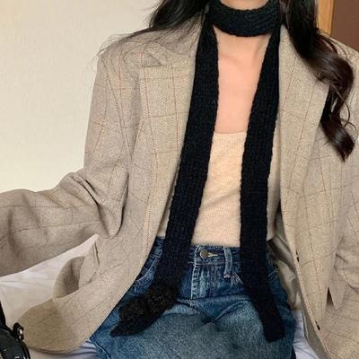 Nuovo Sciarpa a Maglia Monocolore Decorazione Dressing Y2K Sciarpa a Maglia Nastro Stile Coreano Sciarpe Lunghe Strette Autunno Inverno