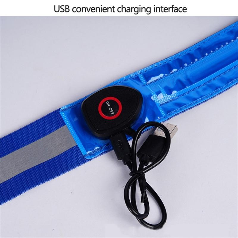 Wiederaufladbarer USB LED Reflektierender Gürtel Schärpe Verstellbare Länge Laufgürtel