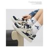 Sneakers Patchwork di Jeans Scarpe Casual con Lacci e Plateau