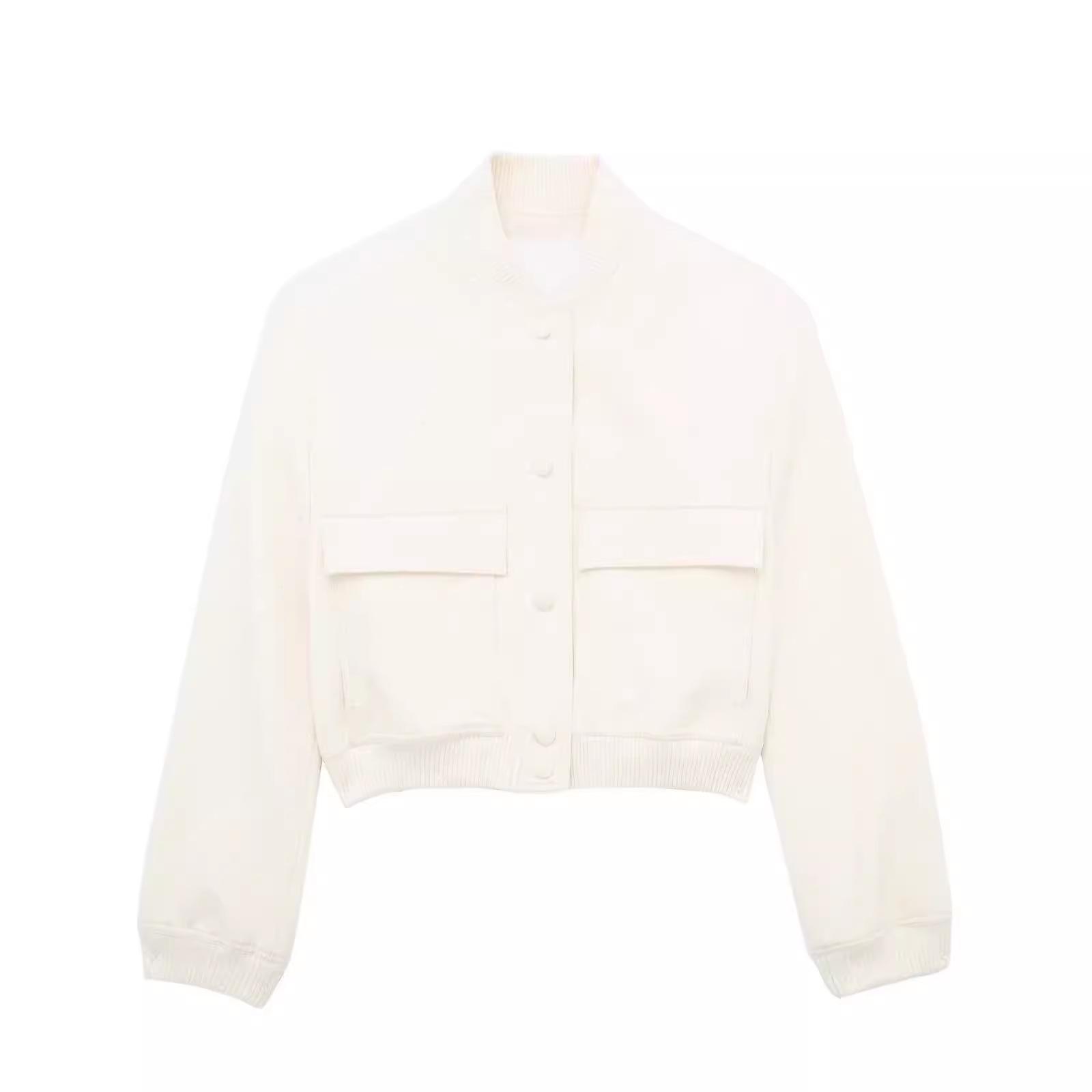 

Летняя женская куртка-бомбер в европейско-американском стиле с большими карманами S