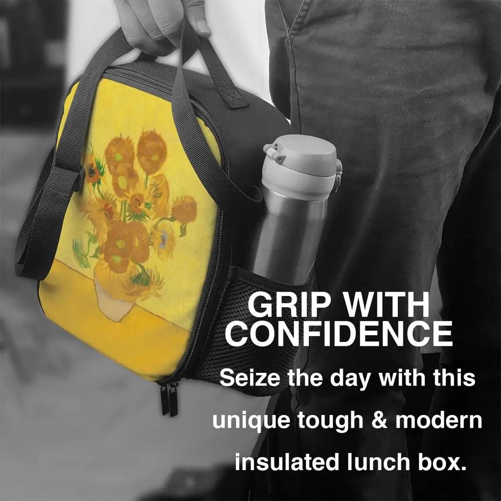 Benutzerdefinierte Vincent Sonnenblumen Lunchtasche Damen Thermokühltasche Isolierte Lunchboxen für Kinder Schule