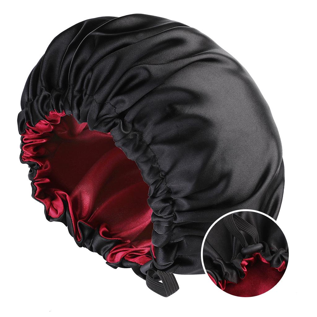 2024 Fashionable Double-Sided Satin Sleep Cap for Women - Elastic, Stylish Hair Protection with Button Design