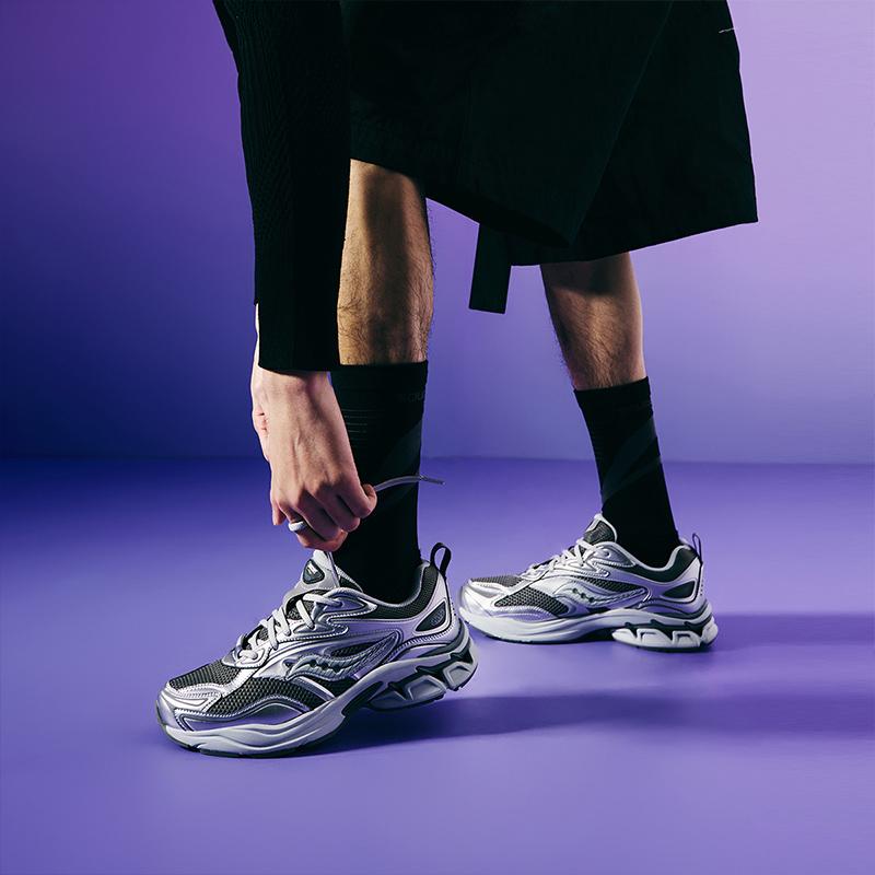 SAUCONY Grid Fusion Comfortable Versatile Support Low-Top Casual Retro Sneakers Unisex Sneakers Silver Gray S79063-7