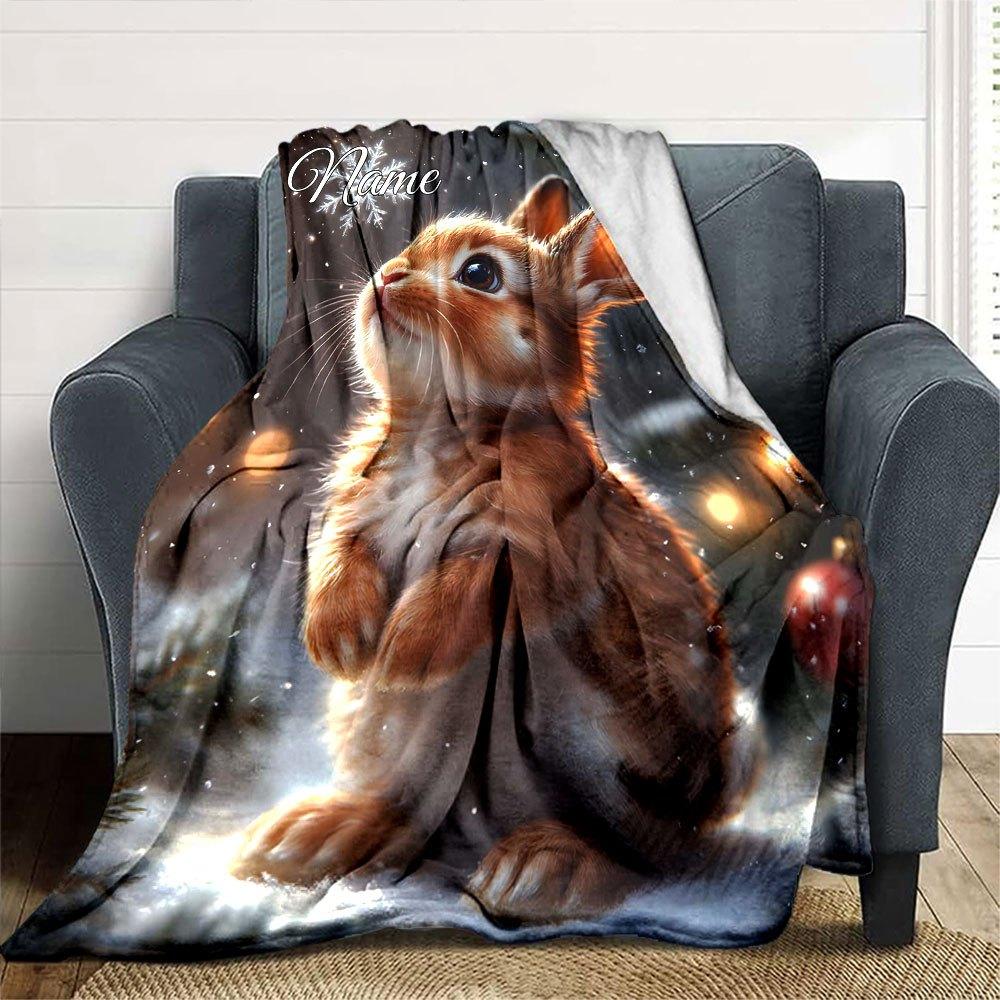 Adorable Bunny Customize Your Name Home Blankets Soft Cozy And Lightweight For Year Round Use Perfect For Picnics Sofa Office Bed Living Room And
