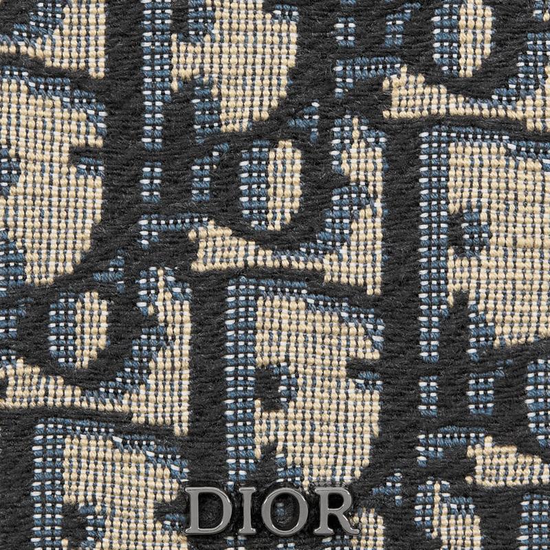 Dior Embossed Logo Oblique Print Fabric Grain Leather Card Holder Men Accessories Beige Black 2ADCH168YKS-H05E