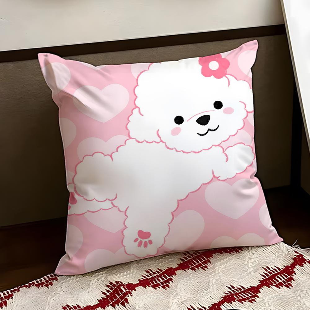 Curly Bichon Frise Pattern Cushion Cover Reversible Soft Durable Pillow Cover Home Car MultiScene Use for Daily Comfort