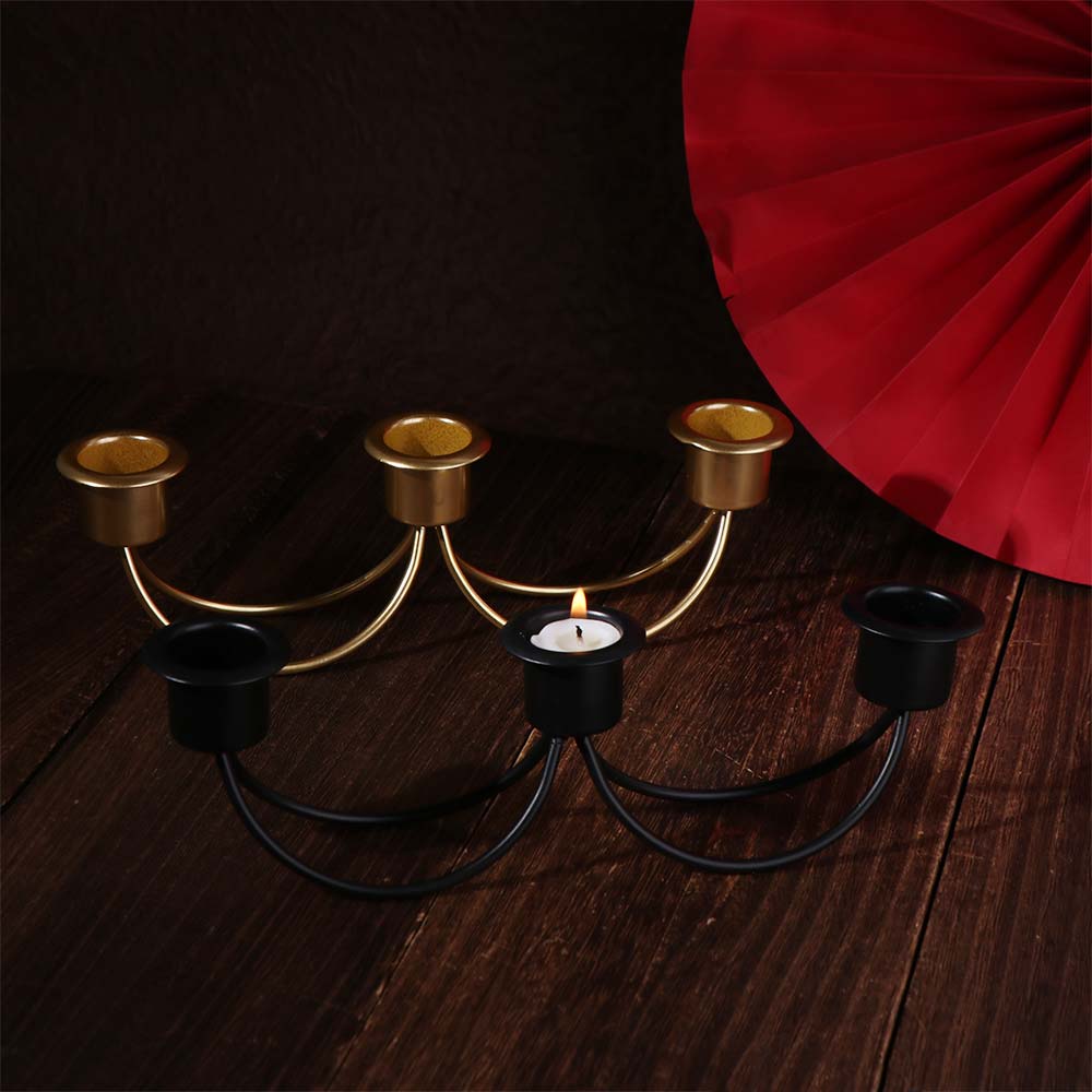 Luxury European Style Three Head Candlestick Vintage Minimalist Candle Holder Iron Candle Stand Banquet