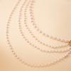 Vintage Style Layering Pearls Fringe Necklace with Geometric Accents Sturdy Electroplated Finish Chain for Parties Event