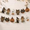 Trick or Treat Party Decor 12Pcs Vintage Halloween Wood Banner, Retro Hanging Banner Garland, Bunting Holiday Fireplace Ornaments Decorations, Spooky