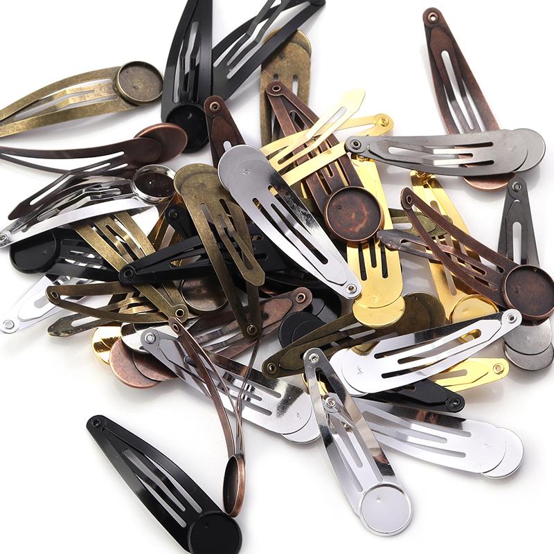 10pcs Iron Plated Hairpin 12/14/16/18/20mm Classic Metal Hair Clips Hairpin Base Setting Cabochon Cameo For DIY Hair Accessories