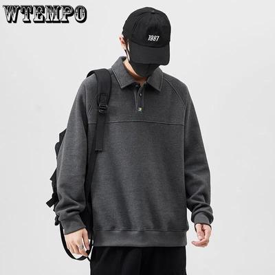 Men's Sweater Pullover Spring and Autumn Lapel Korean Fashion Polo Shirt Loose Long Sleeve Coat Men