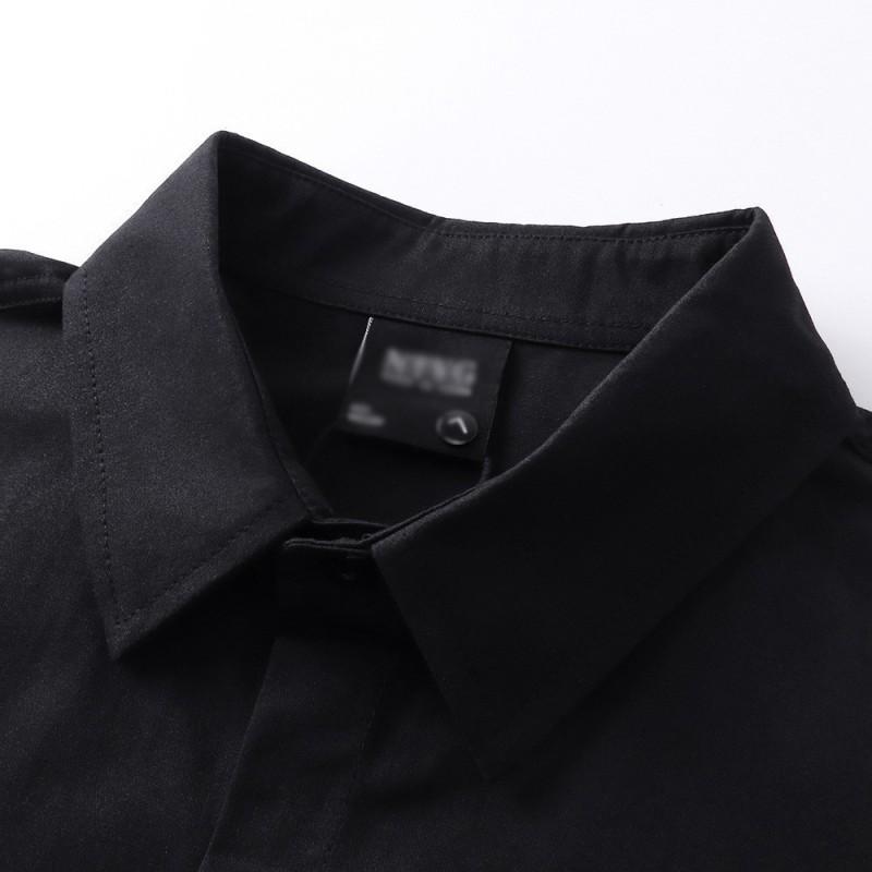 Mens Loose Fit Long Sleeve Cotton Shirt With Gothic Cross Print Streetwear Casual Top Fall 2025