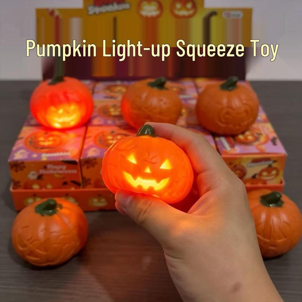 Luminous Halloween Pumpkin Squeeze Toy - Slow Rebound Decompression for Kids & Adults