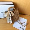 Handmade Half-Round Rattan Woven Straw Bag Summer Women Messenger Crossbody Bags Girls Small Beach Handbag