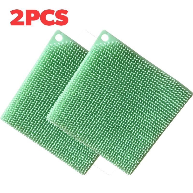 2Pcs Thickened Silicone Cleaning Brush Kitchen Dishwashing Cleaning Brushes Pot Pan Sponge Scrubber Fruit Vegetable Cleaner New