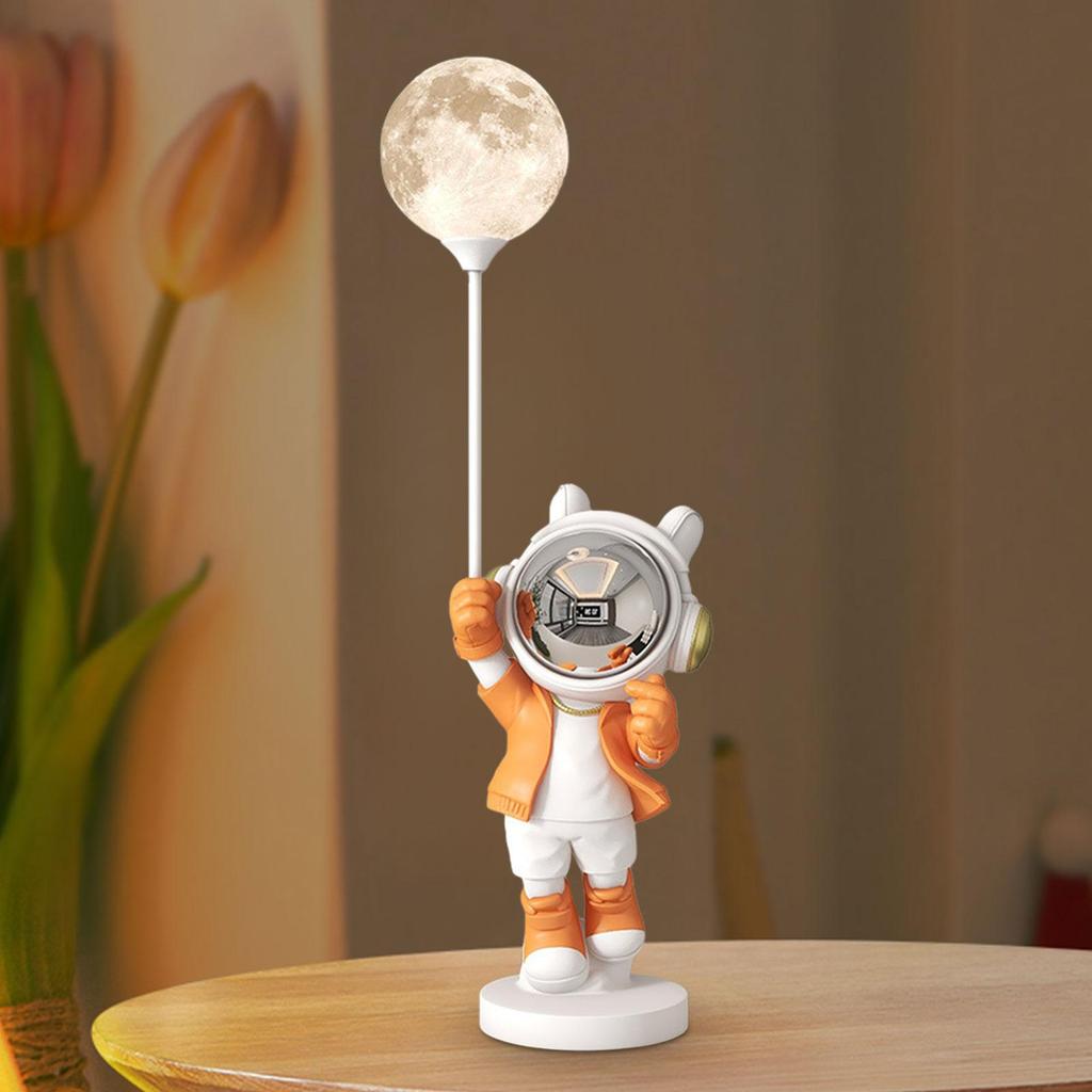 Astronaut Statue with Light Resin Figurine Artwork Gift Crafts Tabletop Ornament