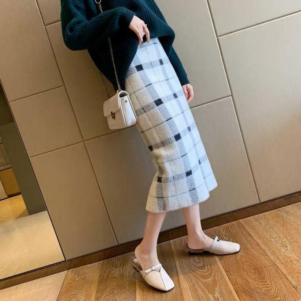 Fustă Midi Tricotată Groasă Supradimensionată Impermeabilă Fleece de Nurcă Toamnă/Iarnă Fustă Pachet pe Șold