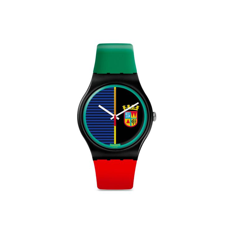 SWATCH Unisex 47.4mm Black Watch SUOB169 SUOB169 Red Green