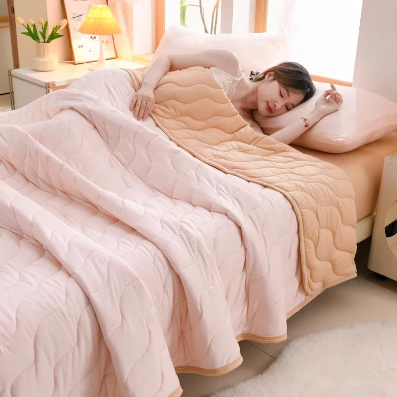 New Floral Spring Summer Blanket And Pillowcase Soft Skin-Friendly Single Double Quilt Knitted Breathable Air Conditioning Duvet
