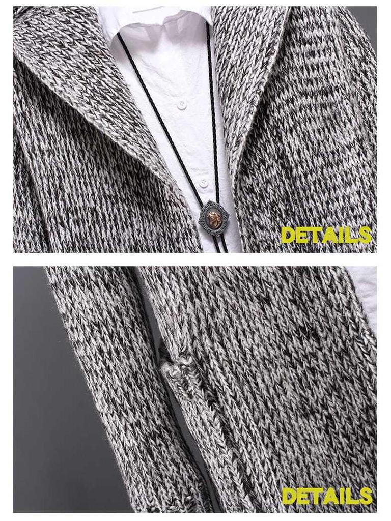 Herren Dicker Winter Kapuzen Strick Cardigan Mantel