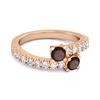 Garnet Twin Stone with Accents Bypass Ring - 925 Sterling Silver Rose Gold Vermeil