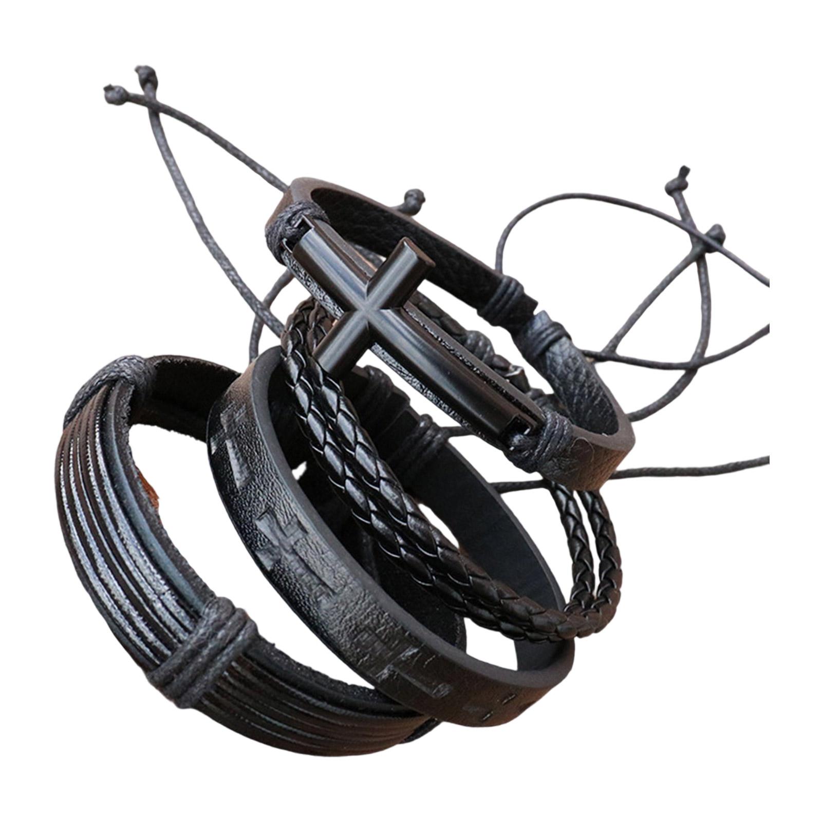 

4 штуки Многофункциональный кожаный браслет Модный браслет Регулируемый браслет Подходит для вечеринок и повседневных выходов 2