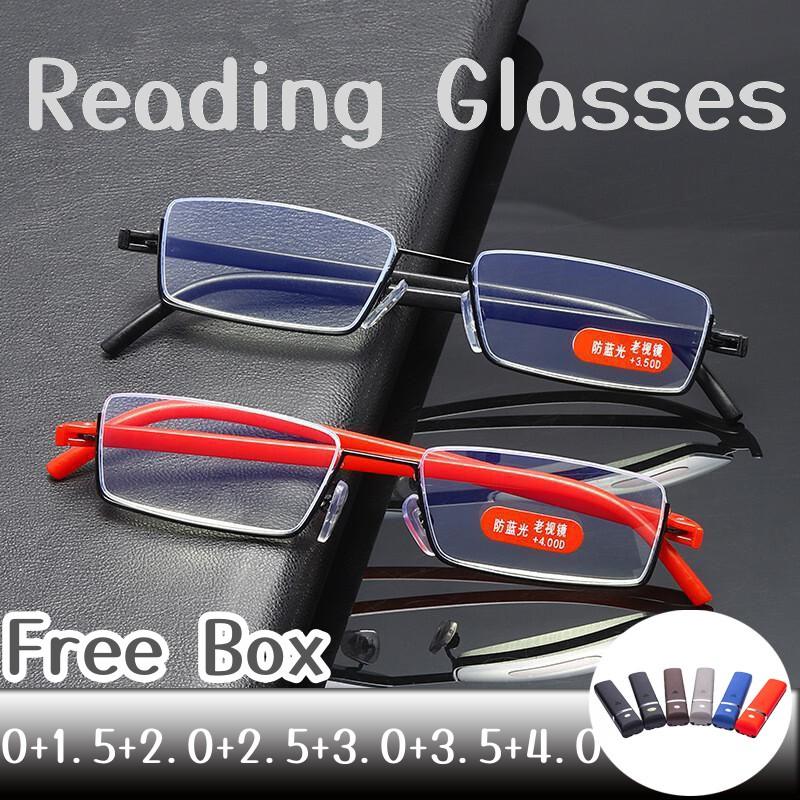 Portable Half Frame Presbyopia with Glasses Case Unisex Fashion TR90 Reading Glasses Men Women Vintage Prescription Eyeglasses